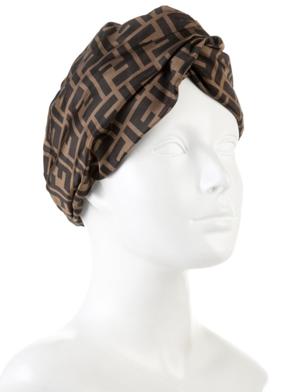 Fendi Signature FF Brown Silk Zucca Print Headband Hair Accessories Dustbag